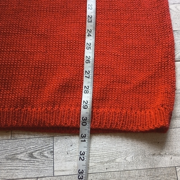 HAND Loomed Vintage Knit Midi Skirt Medium Red - Picture 5 of 5